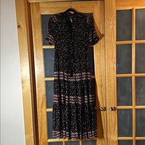 Free People Rare Feelings Black Floral Maxi Dress Medium